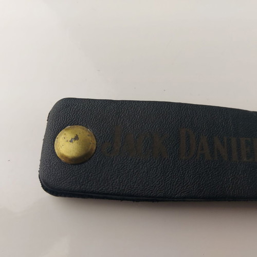 Jack Daniel's Whiskey collector keychain black leather used
