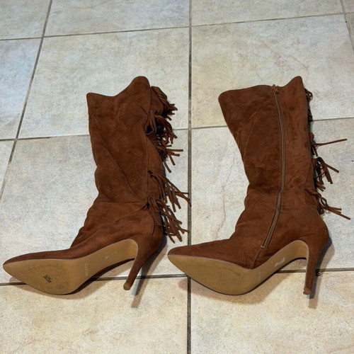 Migato boots with 10cm heel used, brown size 38 with fringes