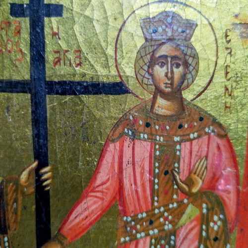 Handmade icon of Saints Constantine and Helen used