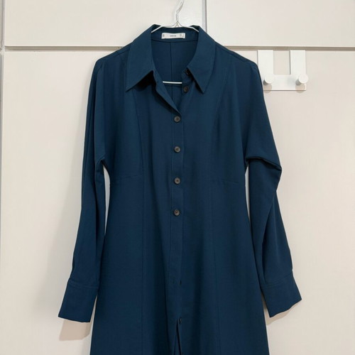 Mango women's shirt dress like new, blue and green