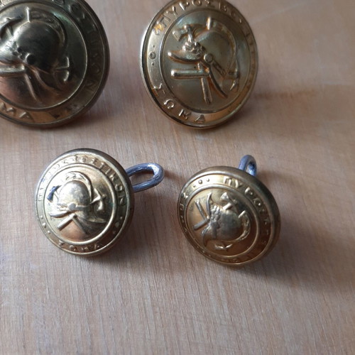 Collectible buttons pack of six from Greek Fire Brigade and Air Academy like new