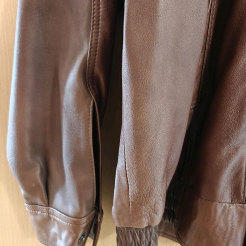 Men's brown leather jacket like new with zipper XL