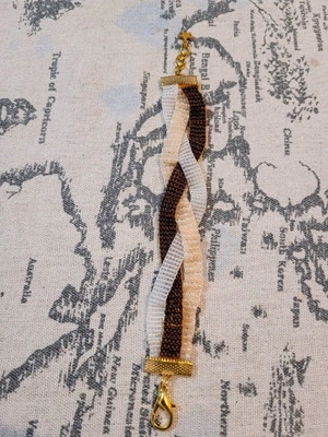 Beaded bracelet like new, handmade, beige and brown