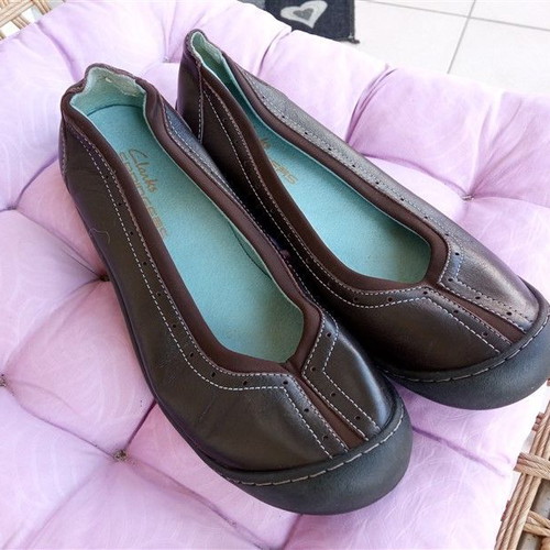 Δερμάτινα παπούτσια Clarks γυναικεία καινούργια, μέγεθος 38, καφέ μπαλαρίνες