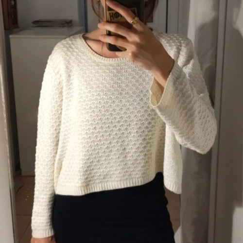 Crop knitted sweater Pull & Bear like new, white