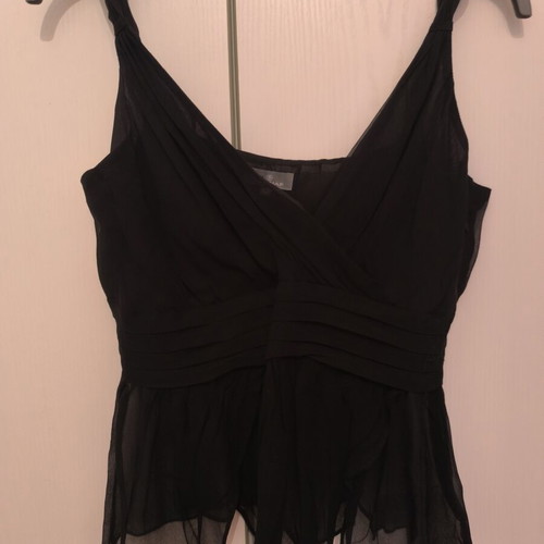 Naf Naf black bustier top with side zipper, wrap style