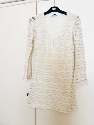 stradivarius crochet dress Stradivarius long crochet dress in vanilla