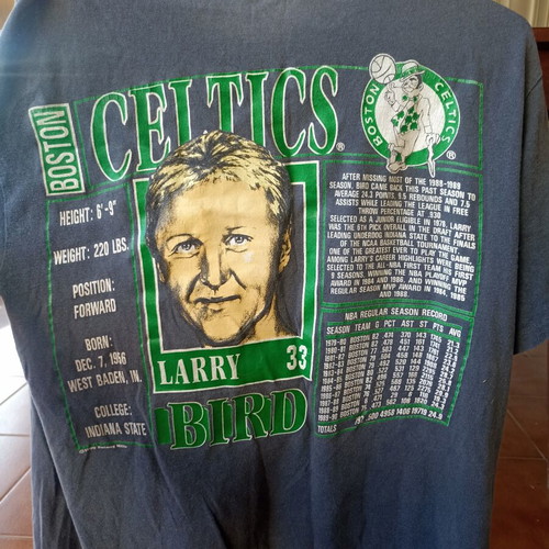 Celtics Larry Bird Sports Shirt used, made in USA, XL