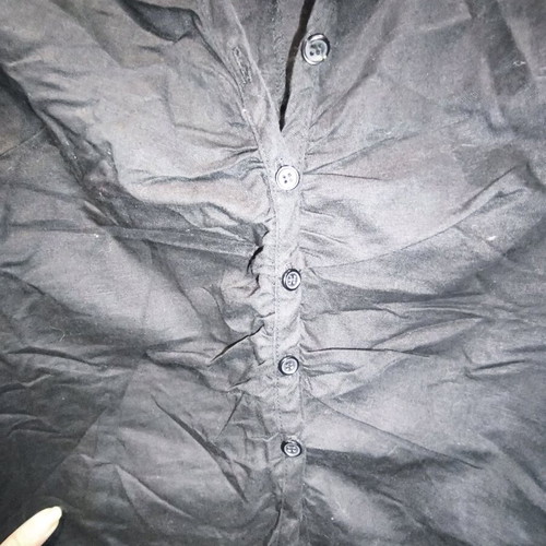 Black linen shirt with chest gathers like new