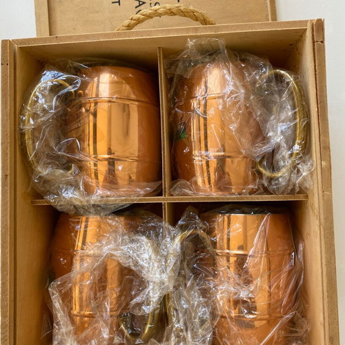 Beer Glasses set of 4 with copper exterior and stainless steel interior