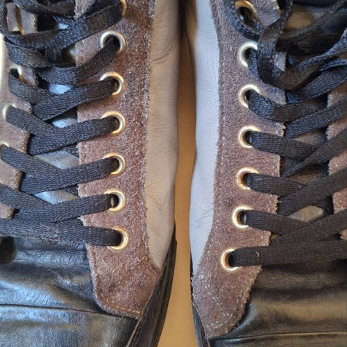 Men's leather boots used, black and gray, size 41-41.5