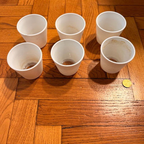 Used flower pots pack of 6 white glass for small cacti IKEA