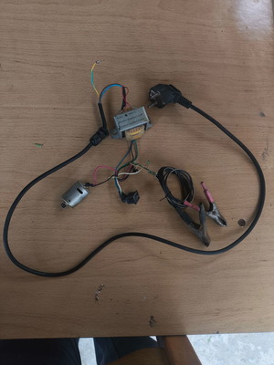 System with 220v to 12vdc transformer and used spit motor