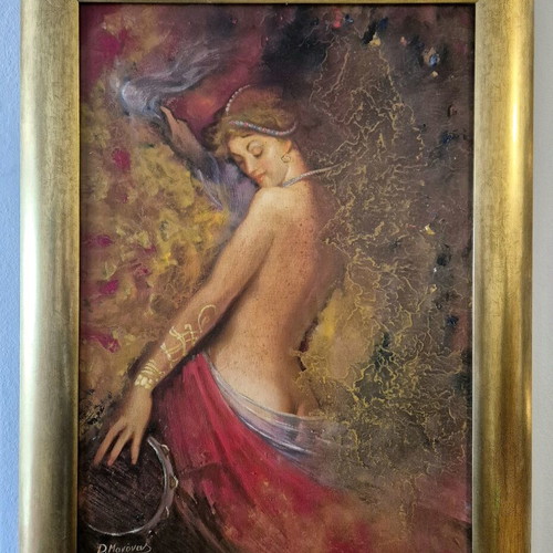 Dionysis Manonas oil painting like new with gold frame 83x63 cm