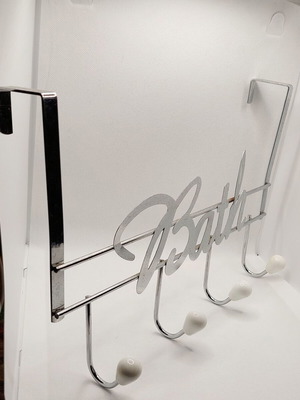 Metal door hanger used with 4 hooks