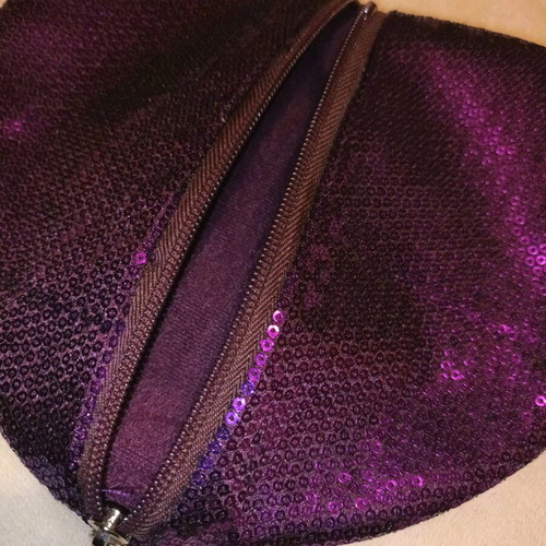 Benetton clutch bag with purple sequins new