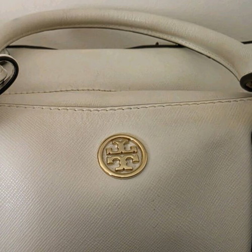 TORY BURCH δερμάτινη χειρός τσάντα μεταχειρισμένη, άσπρη