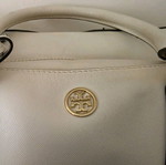 TORY BURCH δερμάτινη χειρός τσάντα μεταχειρισμένη, άσπρη