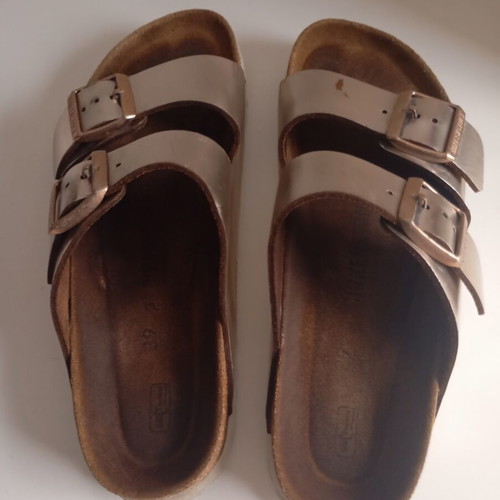 Birkenstock σανδάλια μεταχειρισμένα, νούμερο 39, ροζ ασημί