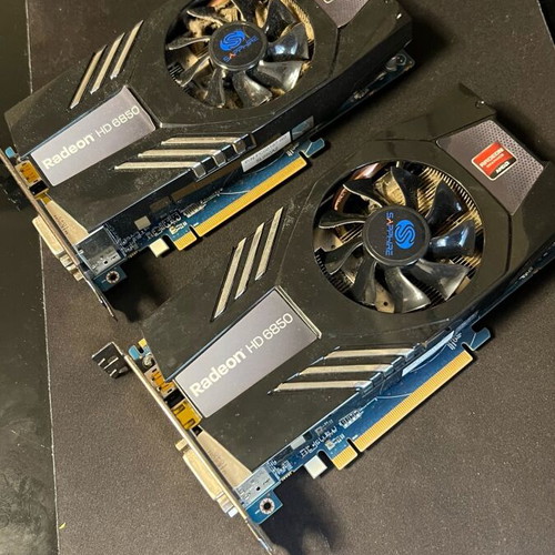 Radeon HD 6850 graphics cards used with SLI cable for light gaming