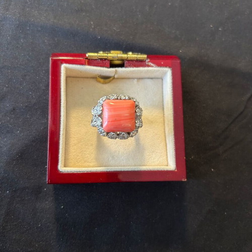 Silver 925 ring like new with orange and white stones