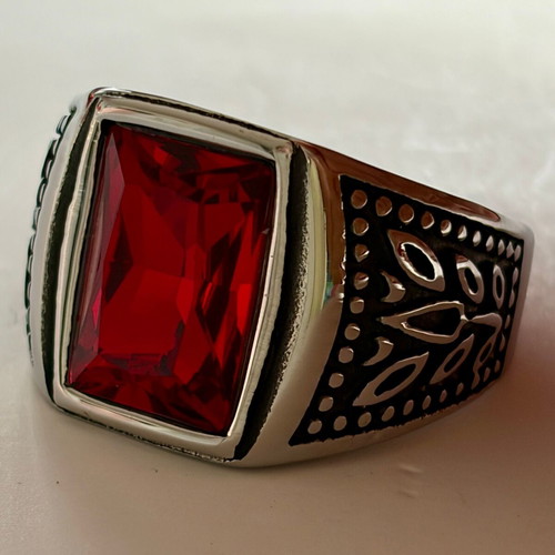Red Stone Signet Ring size 12 brand new, 316L stainless steel