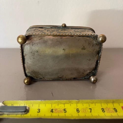 Antique jewelry box used with engraving and bijouterie glass 1920