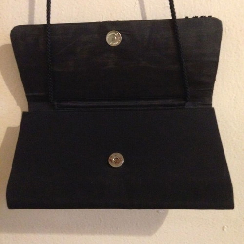 Vintage evening clutch bag black with beads used
