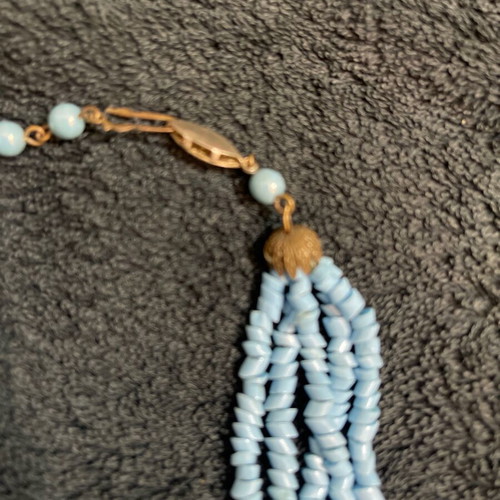 Vintage women's necklace boho style with natural amazonite, used