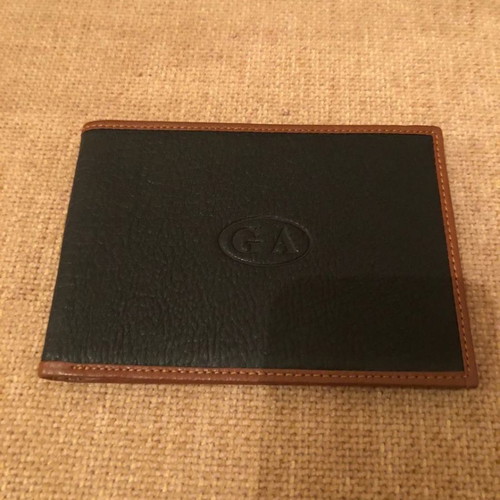 GA leather wallet black with brown frame new