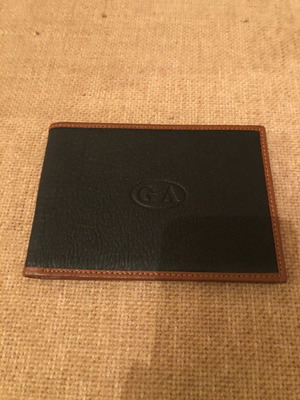 GA leather wallet black with brown frame new