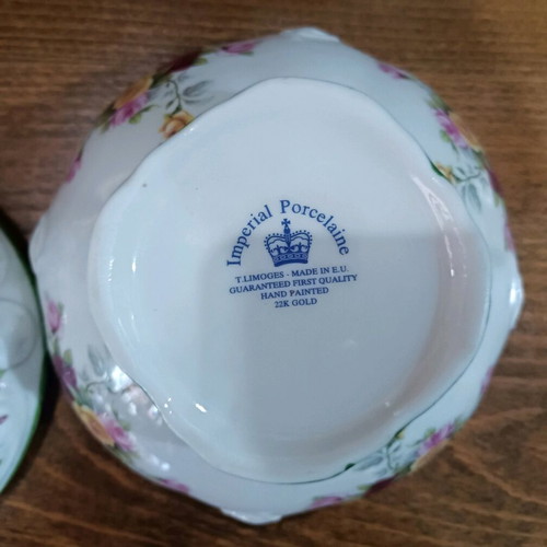 Limoges porcelain fondue pot new with lid