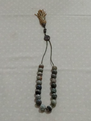 Handmade komboloi with agate or dendrite beads, oxidized metal, like new