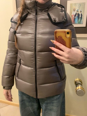 Moncler jacket used, brown puro color, size L