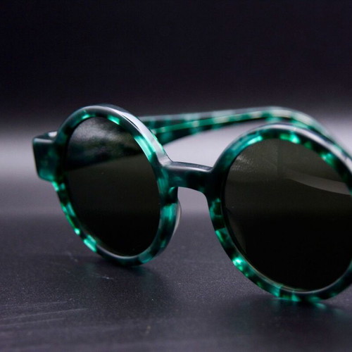 Robert La Roche S72 Round Sunglasses, Green Emerald Tortoise