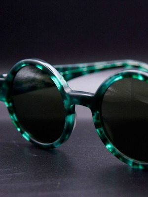 Robert La Roche S72 Round Sunglasses, Green Emerald Tortoise