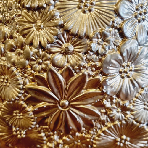 Decorative heart gold with embossed flowers new