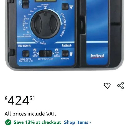Irritrol Rain Dial RD600-INT-R irrigation controller, 6 zones