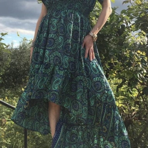 Summer dress new, asymmetrical green, short front long back
