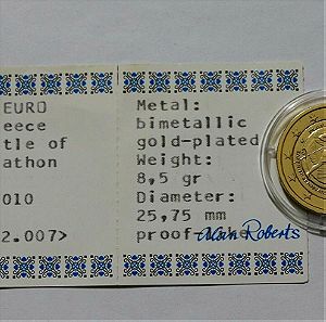 GREECE 2 EURO 2010 MARATHON GOLD PLATED