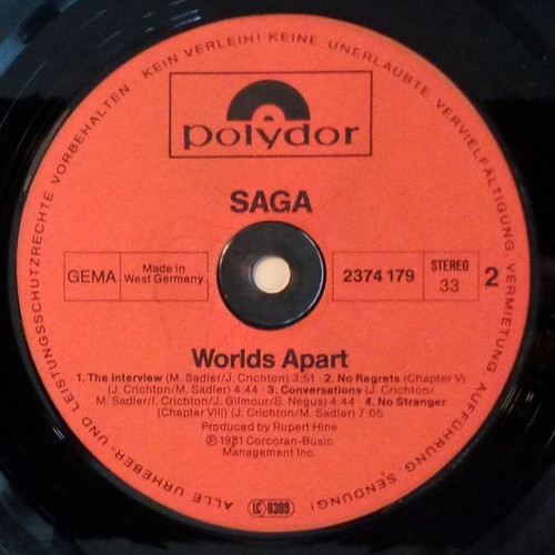 Saga Worlds Apart vinyl LP used, rock