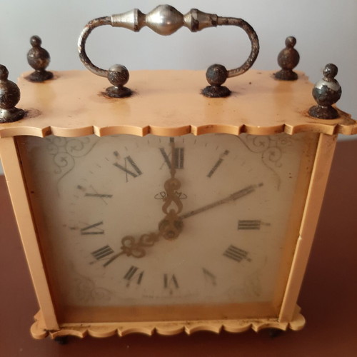 Set of two vintage wind-up clocks used, circa 1950