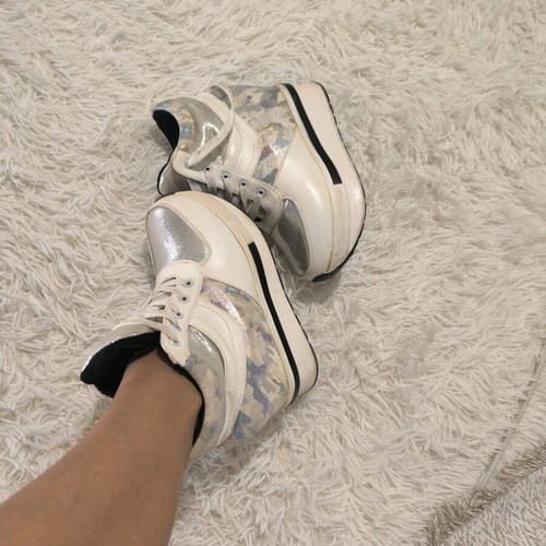Platform athletic boots like new, size 37, white