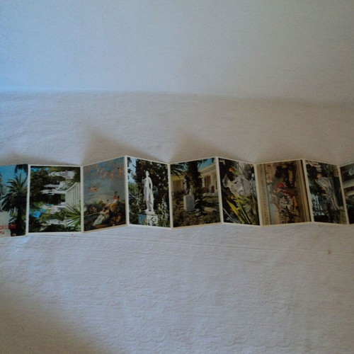 Corfu Achilleion Accordion with 12 used postcards from 1960s
