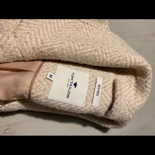 Tom Tailor women's coat vintage herringbone off white medium like new