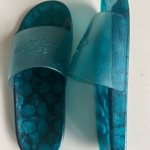 Coach Ulysses Jelly Translucent Aqua Slide Sandals New EU41