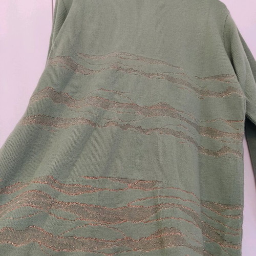 Vintage knitted cardigan green pistachio with gold thread L used