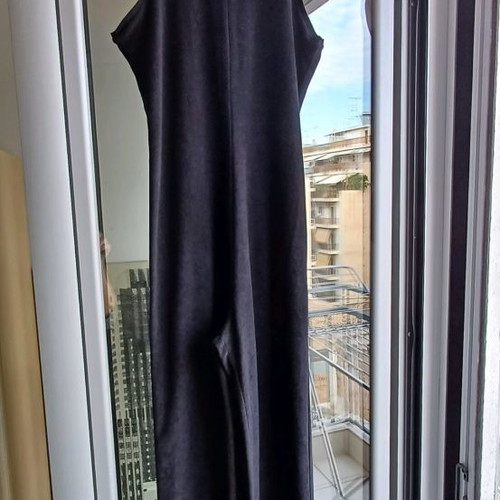 Veloudakis one-piece jumpsuit black velvet evening like new S-M