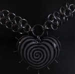 Spiral heart necklace handmade from stainless steel, clay and resin new