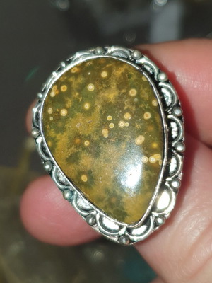 Ocean Jasper Ring new, size 1.9cm finger, 3.2cm stone